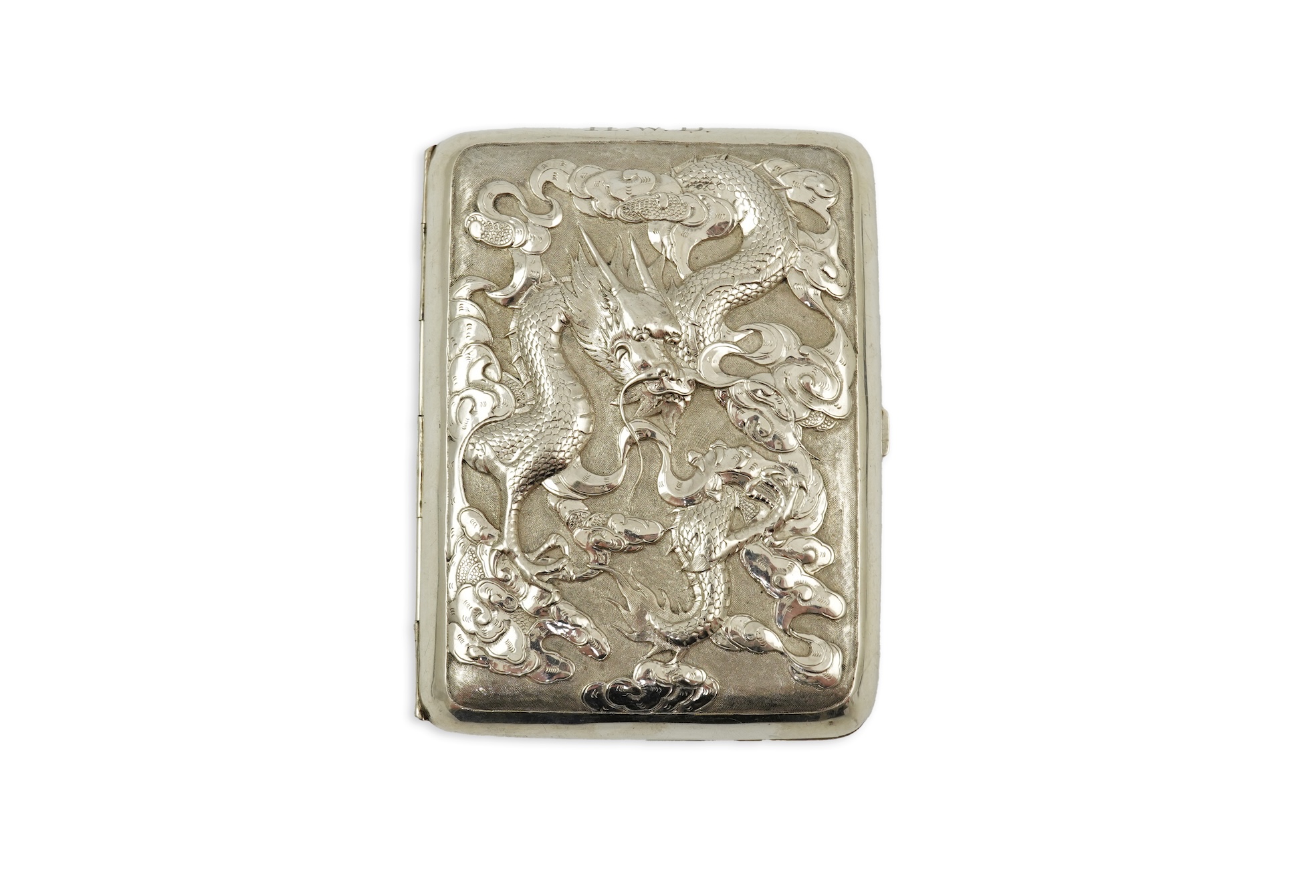 A late 19th/early 20th century Chinese Export silver rectangular cigarette case